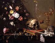 Adriaen Van Utrecht Vanitas - Still Life with Bouquet and Skull oil painting reproduction